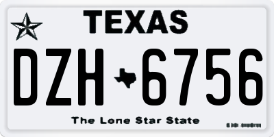TX license plate DZH6756