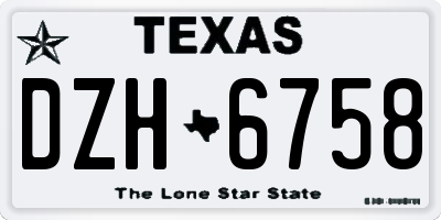 TX license plate DZH6758