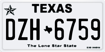 TX license plate DZH6759