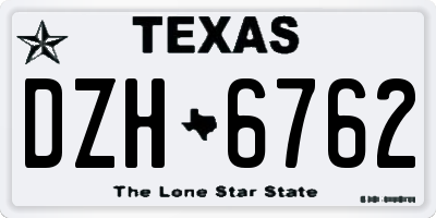TX license plate DZH6762