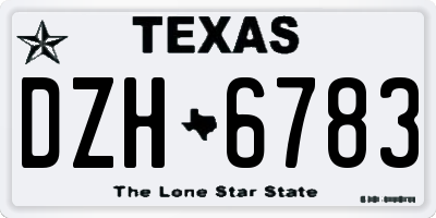 TX license plate DZH6783