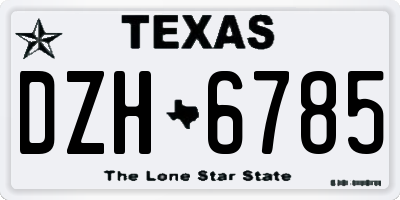 TX license plate DZH6785