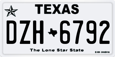 TX license plate DZH6792