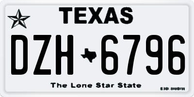 TX license plate DZH6796