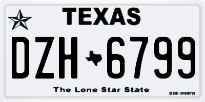 TX license plate DZH6799