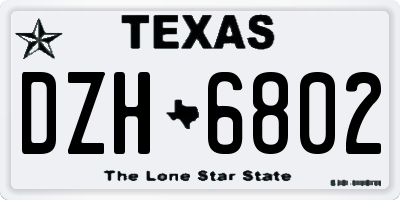 TX license plate DZH6802