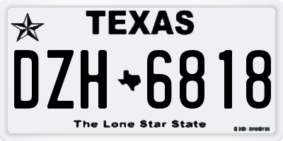 TX license plate DZH6818