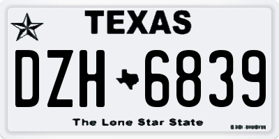 TX license plate DZH6839