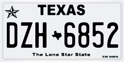 TX license plate DZH6852