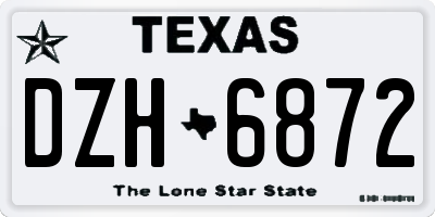 TX license plate DZH6872