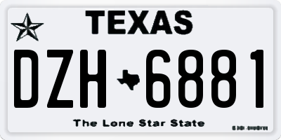 TX license plate DZH6881