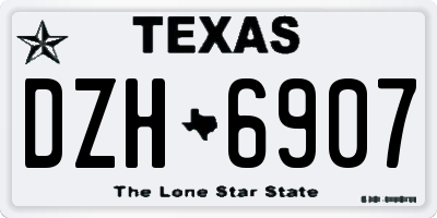 TX license plate DZH6907