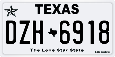 TX license plate DZH6918