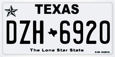 TX license plate DZH6920