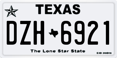 TX license plate DZH6921