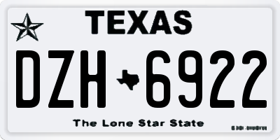 TX license plate DZH6922