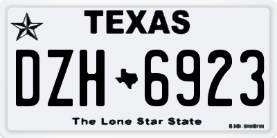 TX license plate DZH6923