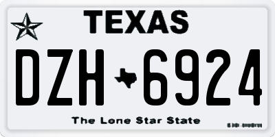 TX license plate DZH6924