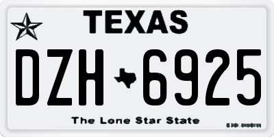 TX license plate DZH6925