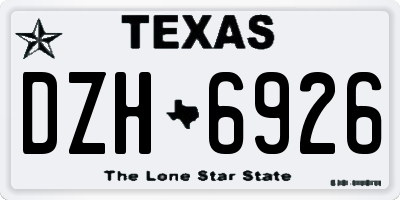 TX license plate DZH6926