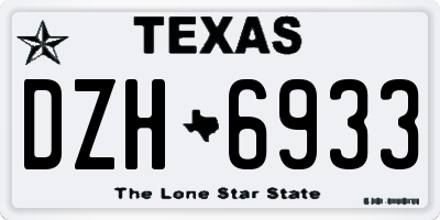 TX license plate DZH6933