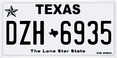 TX license plate DZH6935