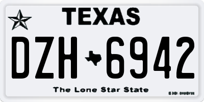 TX license plate DZH6942