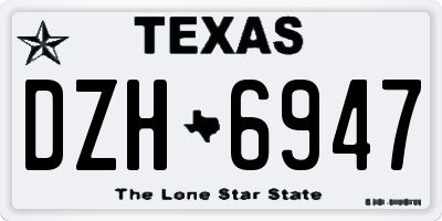 TX license plate DZH6947