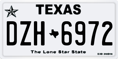 TX license plate DZH6972