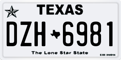 TX license plate DZH6981