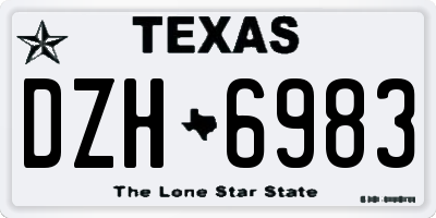 TX license plate DZH6983