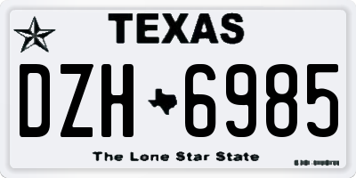 TX license plate DZH6985