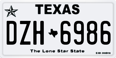 TX license plate DZH6986