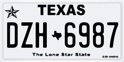 TX license plate DZH6987