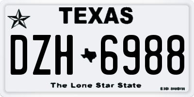TX license plate DZH6988