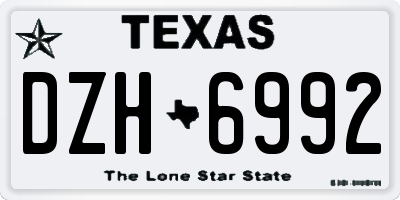 TX license plate DZH6992