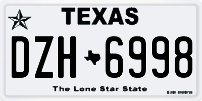 TX license plate DZH6998