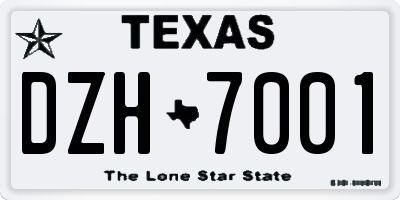 TX license plate DZH7001