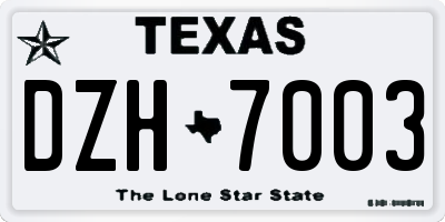 TX license plate DZH7003
