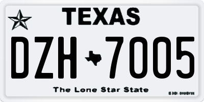 TX license plate DZH7005