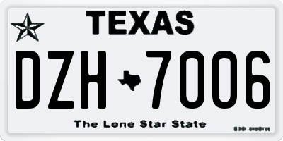 TX license plate DZH7006