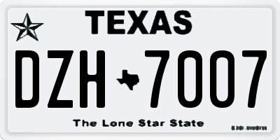 TX license plate DZH7007
