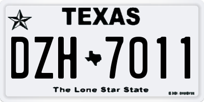TX license plate DZH7011