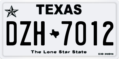 TX license plate DZH7012