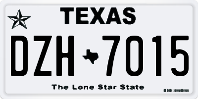 TX license plate DZH7015