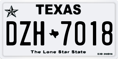 TX license plate DZH7018