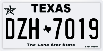 TX license plate DZH7019