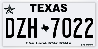 TX license plate DZH7022