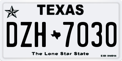 TX license plate DZH7030