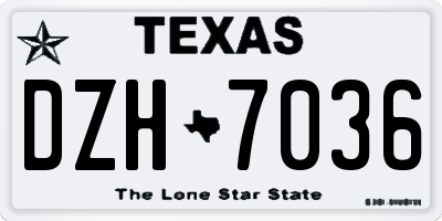 TX license plate DZH7036